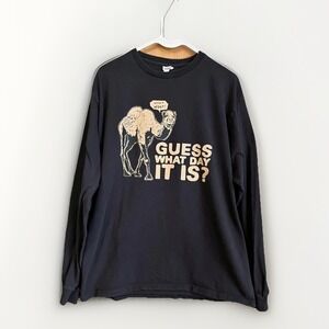 Guess What Day It Is Shirt Mens Medium Black Camel Hump Day Graphic Delta Tee